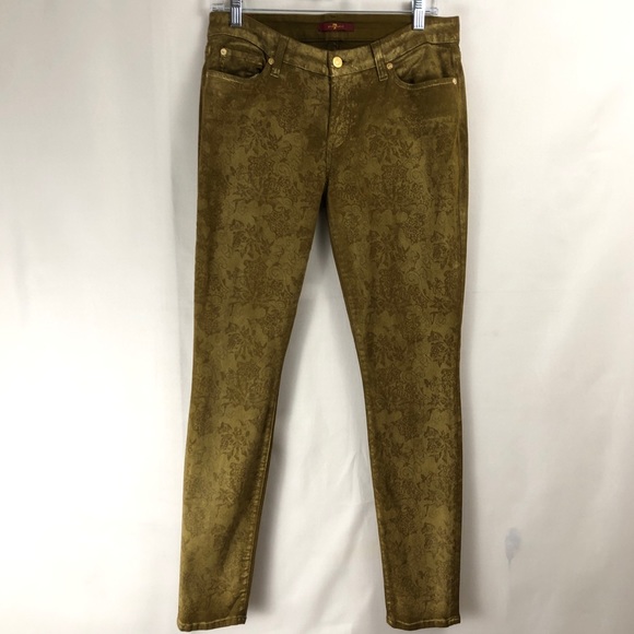 7 For All Mankind Gold Skinny Jeans - Picture 1 of 4